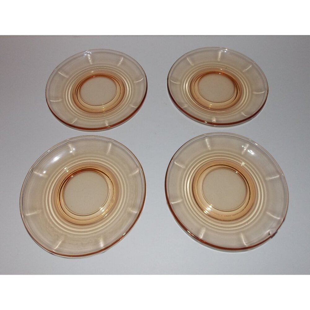 Vintage New Martinsville Moondrops Amber Depression Glass Saucer Plate Lot 6in